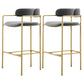 Industrial Upholstered Counter Stool Arm Low Back Bar Chair with Metal Legs Gray-Gold 2 Piece Set Clearhalo 'Bar Furniture' 'Bar Stools' 'bar_stools' 'furn' 'furn_bar_stools' 'Furniture' 'Kitchen & Dining Furniture' 5909519