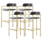 Industrial Upholstered Counter Stool Arm Low Back Bar Chair with Metal Legs Gray-Gold 4 Piece Set Clearhalo 'Bar Furniture' 'Bar Stools' 'bar_stools' 'furn' 'furn_bar_stools' 'Furniture' 'Kitchen & Dining Furniture' 5909520