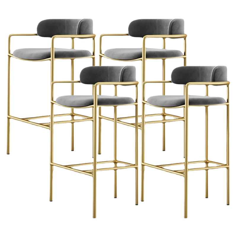 Industrial Upholstered Counter Stool Arm Low Back Bar Chair with Metal Legs Gray-Gold 4 Piece Set Clearhalo 'Bar Furniture' 'Bar Stools' 'bar_stools' 'furn' 'furn_bar_stools' 'Furniture' 'Kitchen & Dining Furniture' 5909520