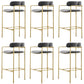 Industrial Upholstered Counter Stool Arm Low Back Bar Chair with Metal Legs Gray-Gold 6 Piece Set Clearhalo 'Bar Furniture' 'Bar Stools' 'bar_stools' 'furn' 'furn_bar_stools' 'Furniture' 'Kitchen & Dining Furniture' 5909521