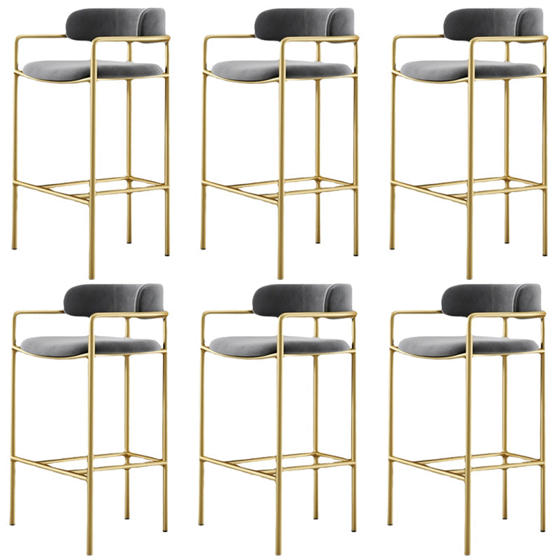 Industrial Upholstered Counter Stool Arm Low Back Bar Chair with Metal Legs Gray-Gold 6 Piece Set Clearhalo 'Bar Furniture' 'Bar Stools' 'bar_stools' 'furn' 'furn_bar_stools' 'Furniture' 'Kitchen & Dining Furniture' 5909521