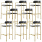 Industrial Upholstered Counter Stool Arm Low Back Bar Chair with Metal Legs Gray-Gold 8 Piece Set Clearhalo 'Bar Furniture' 'Bar Stools' 'bar_stools' 'furn' 'furn_bar_stools' 'Furniture' 'Kitchen & Dining Furniture' 5909522