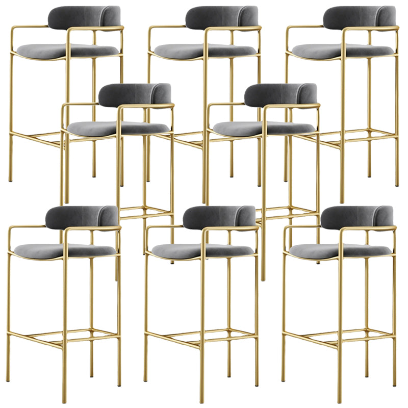 Industrial Upholstered Counter Stool Arm Low Back Bar Chair with Metal Legs Gray-Gold 8 Piece Set Clearhalo 'Bar Furniture' 'Bar Stools' 'bar_stools' 'furn' 'furn_bar_stools' 'Furniture' 'Kitchen & Dining Furniture' 5909522