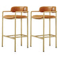 Industrial Upholstered Counter Stool Arm Low Back Bar Chair with Metal Legs Orange Gold 2 Piece Set Clearhalo 'Bar Furniture' 'Bar Stools' 'bar_stools' 'furn' 'furn_bar_stools' 'Furniture' 'Kitchen & Dining Furniture' 5909523