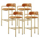 Industrial Upholstered Counter Stool Arm Low Back Bar Chair with Metal Legs Orange Gold 4 Piece Set Clearhalo 'Bar Furniture' 'Bar Stools' 'bar_stools' 'furn' 'furn_bar_stools' 'Furniture' 'Kitchen & Dining Furniture' 5909524