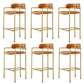 Industrial Upholstered Counter Stool Arm Low Back Bar Chair with Metal Legs Orange Gold 6 Piece Set Clearhalo 'Bar Furniture' 'Bar Stools' 'bar_stools' 'furn' 'furn_bar_stools' 'Furniture' 'Kitchen & Dining Furniture' 5909525