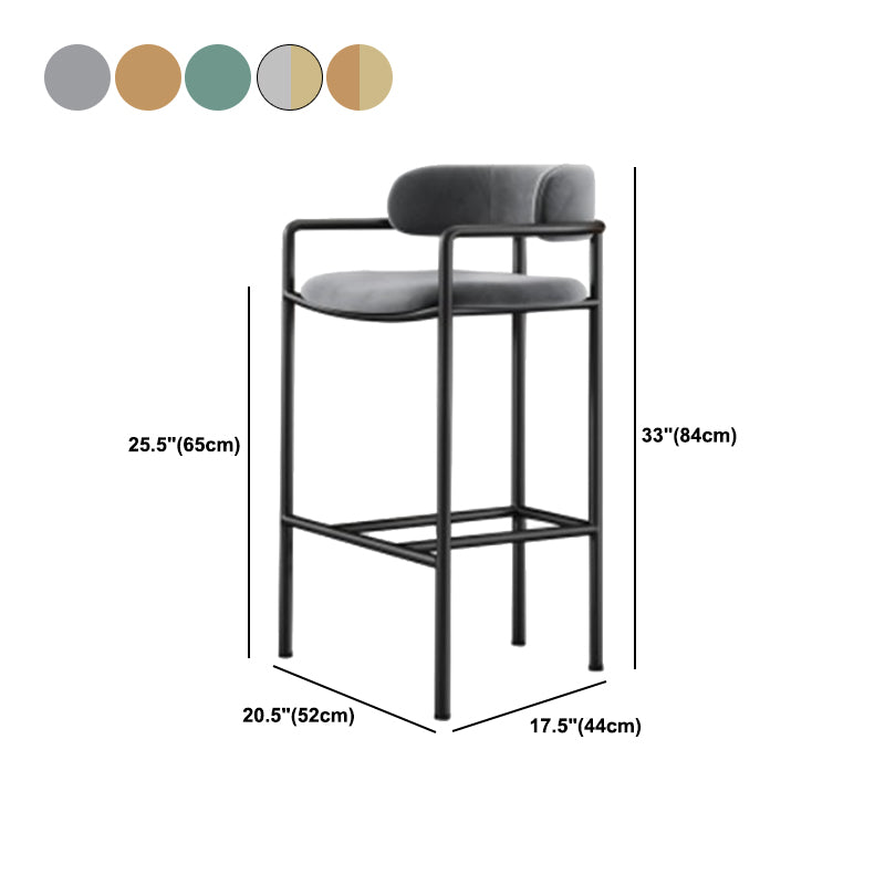 Industrial Upholstered Counter Stool Arm Low Back Bar Chair with Metal Legs Clearhalo 'Bar Furniture' 'Bar Stools' 'bar_stools' 'furn' 'furn_bar_stools' 'Furniture' 'Kitchen & Dining Furniture' 5909527