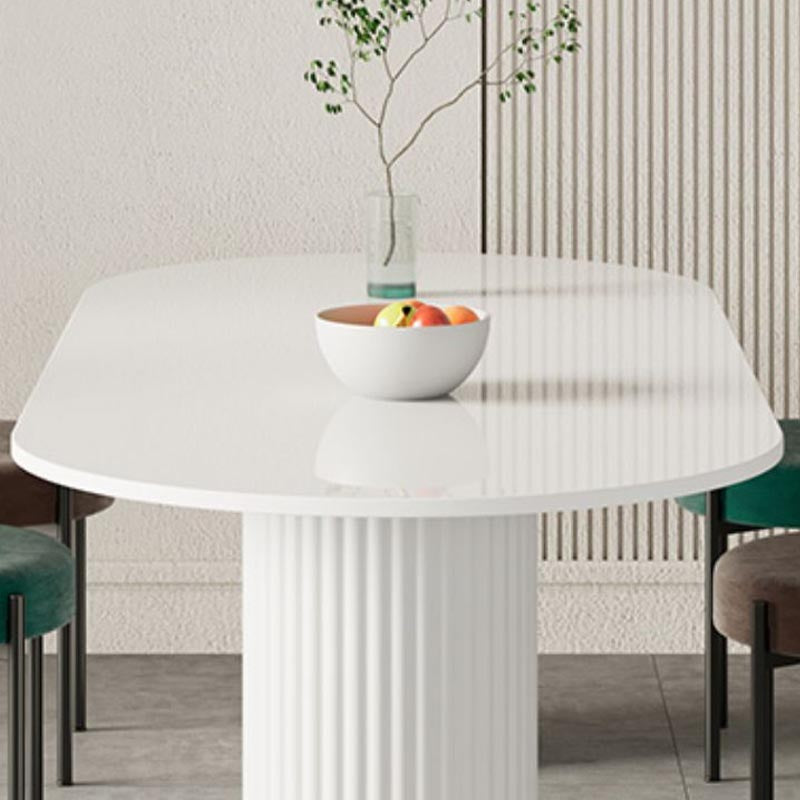 Metal Double Pedestal Table Modern Oval Dining Room Collection in White