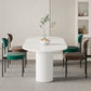 Metal Double Pedestal Table Modern Oval Dining Room Collection in White