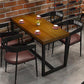 Industrial Trestle Base Dining Table Rectangle Solid Wood Dining Site Table without Chair