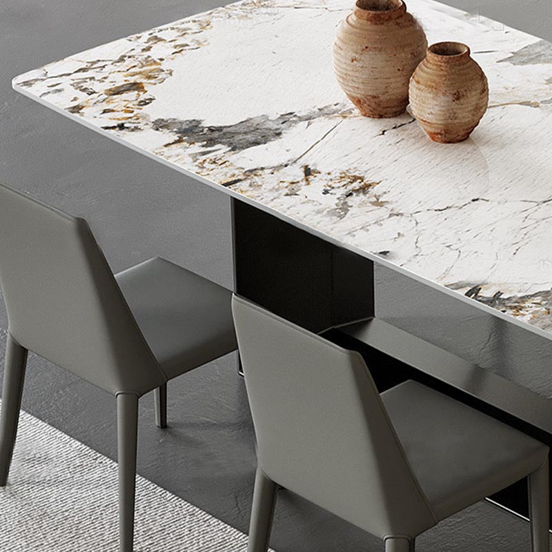 Traditionele luxe eettafel zwart -wit marmer rechthoek eettafel voor thuis