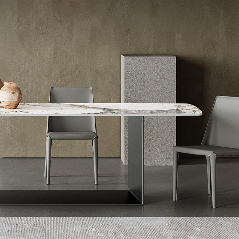 Traditionele luxe eettafel zwart -wit marmer rechthoek eettafel voor thuis