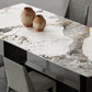 Traditionele luxe eettafel zwart -wit marmer rechthoek eettafel voor thuis