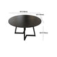 Black Double Pedestal Table Modern Round Stone and Metal Dining Room Table