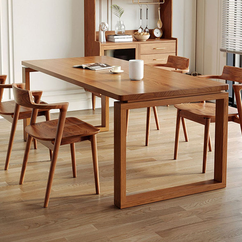 Modern Dining Table with Sled Base Rectangle Pine Solid Wood Table