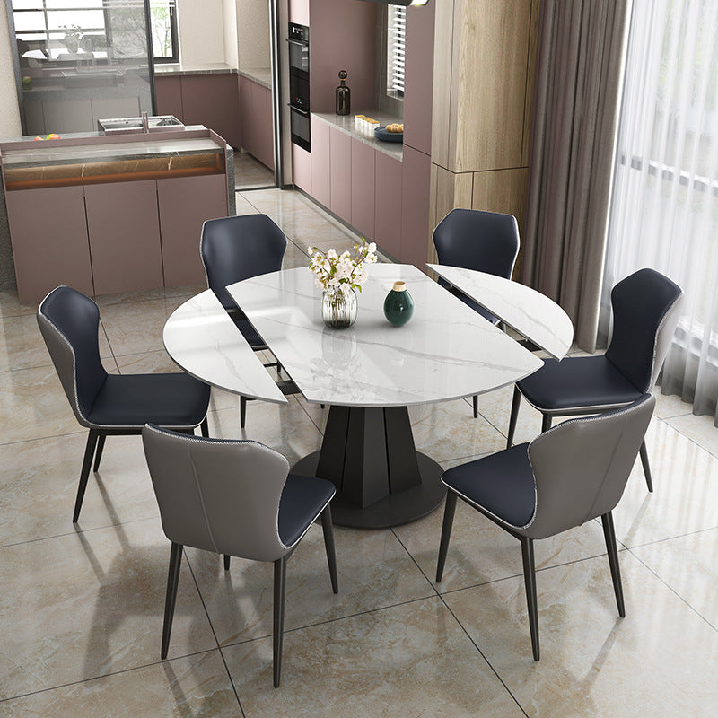 Stone Modern Round Table Standard Height Dining Room Table with Pedestal Base