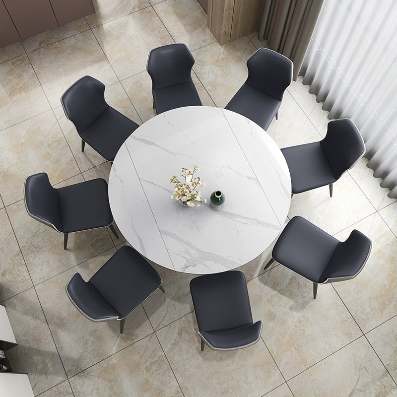 Stone Modern Round Table Standard Height Dining Room Table with Pedestal Base