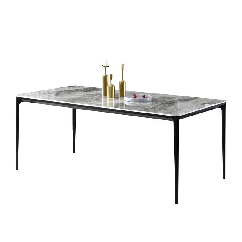 Rectangle Modern Stone Table Standard Height Kitchen Room Table with 4 Legs Gray 63"L x 31.5"W x 29.5"H Without Chairs Clearhalo 'Dining Tables & Seating' 'Dining Tables' 'dining_table' 'furn' 'furn_dining_table' 'Furniture' 'Kitchen & Dining Furniture' 5909870