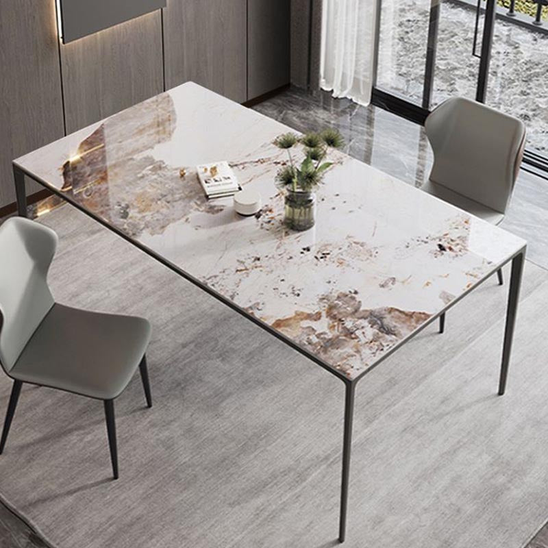 Rectangle Modern Stone Table Standard Height Kitchen Room Table with 4 Legs Clearhalo 'Dining Tables & Seating' 'Dining Tables' 'dining_table' 'furn' 'furn_dining_table' 'Furniture' 'Kitchen & Dining Furniture' 5909878
