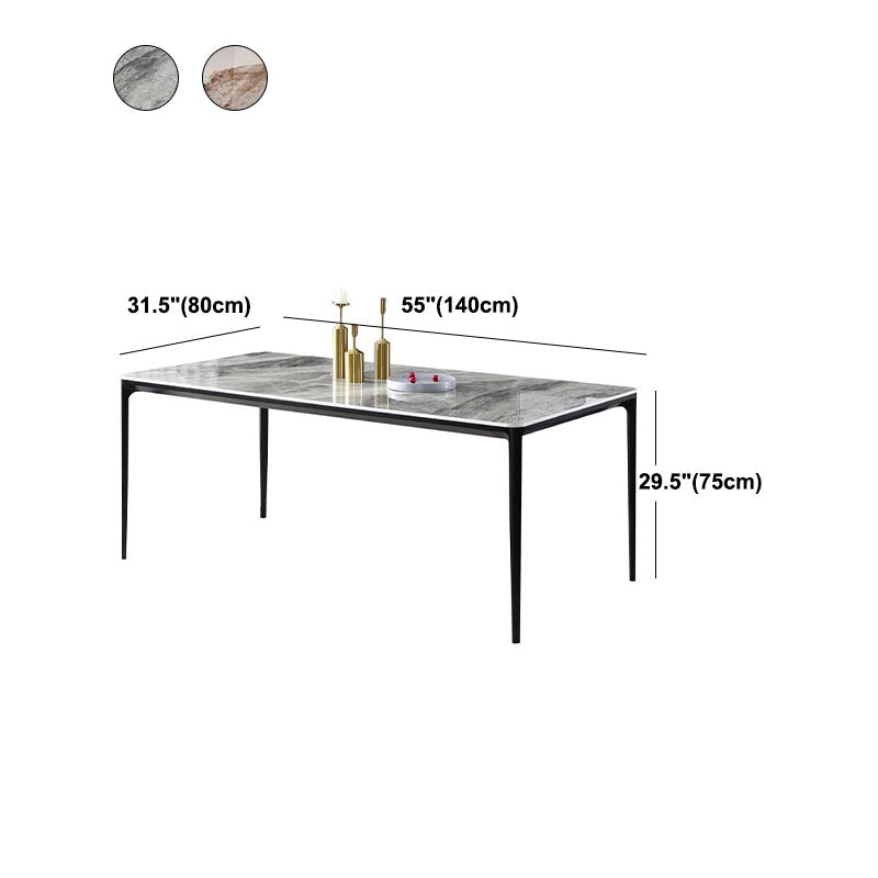Rectangle Modern Stone Table Standard Height Kitchen Room Table with 4 Legs Clearhalo 'Dining Tables & Seating' 'Dining Tables' 'dining_table' 'furn' 'furn_dining_table' 'Furniture' 'Kitchen & Dining Furniture' 5909879