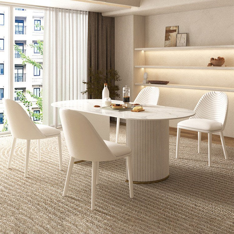 Mesa de comedor de lujo tradicional mesa de comedor ovalado con pedestal doble