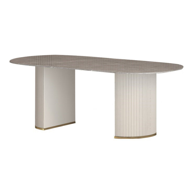 Mesa de comedor de lujo tradicional mesa de comedor ovalado con pedestal doble