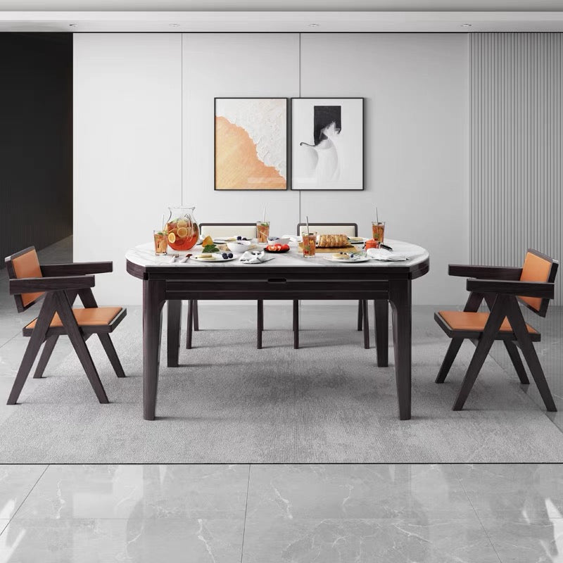 4 Legs Dining Table Sintered Stone Top Table for Home Kitchen Dinner Black 47.2"L x 29.9"W x 29.5"H Without Chairs Clearhalo 'Dining Tables & Seating' 'Dining Tables' 'dining_table' 'furn' 'furn_dining_table' 'Furniture' 'Kitchen & Dining Furniture' 5909975