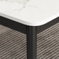 Mesa de comedor rectangular de lujo Tapa de piedra sinterizada blanca con 4 patas de hierro