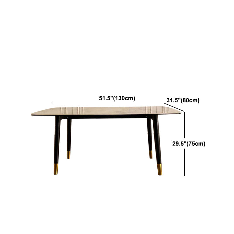 Rectangle Luxury Dining Table Grey Sintered Stone Top Table with 4 Legs