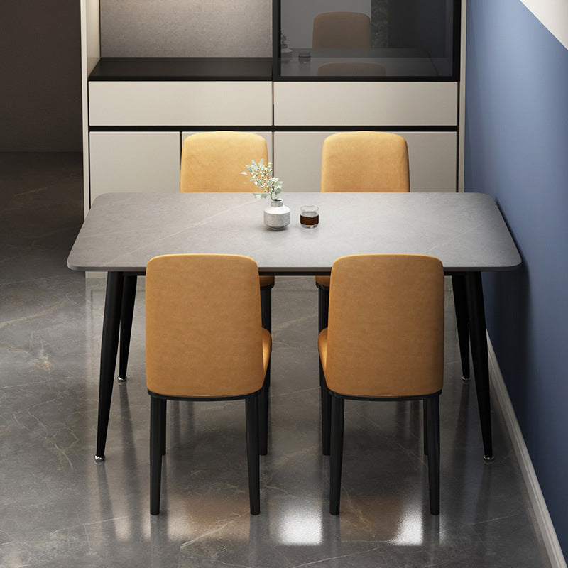 Rectangular Stone Round Table Modern Dining Table Furniture with Metal Base
