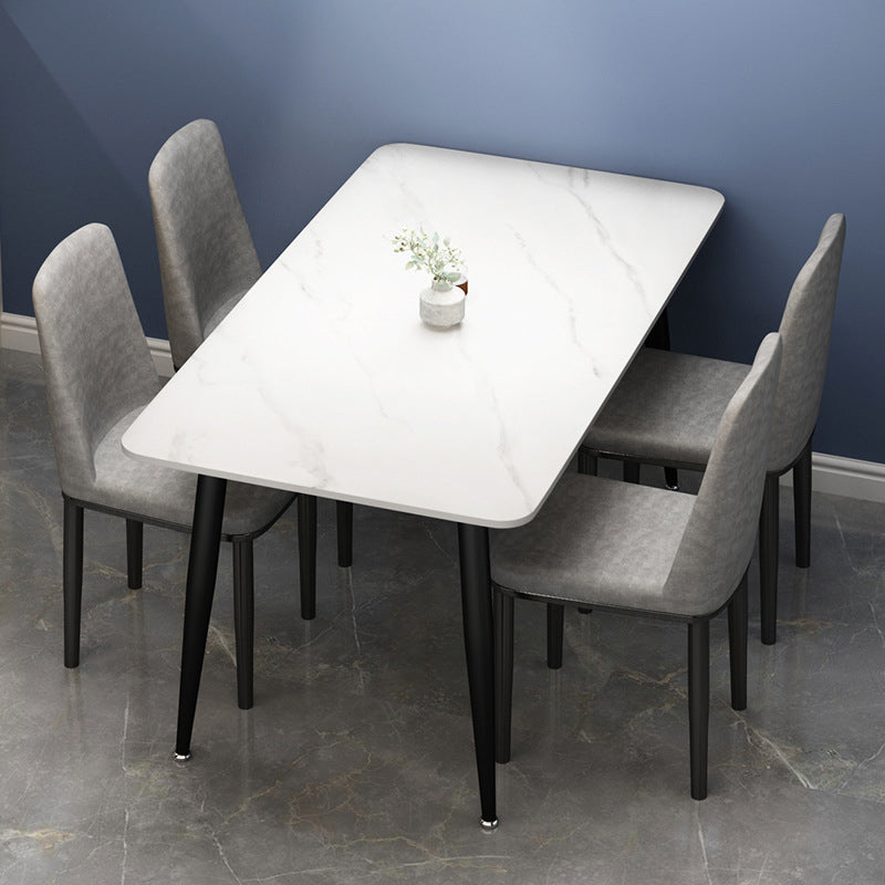 Rectangular Stone Round Table Modern Dining Table Furniture with Metal Base