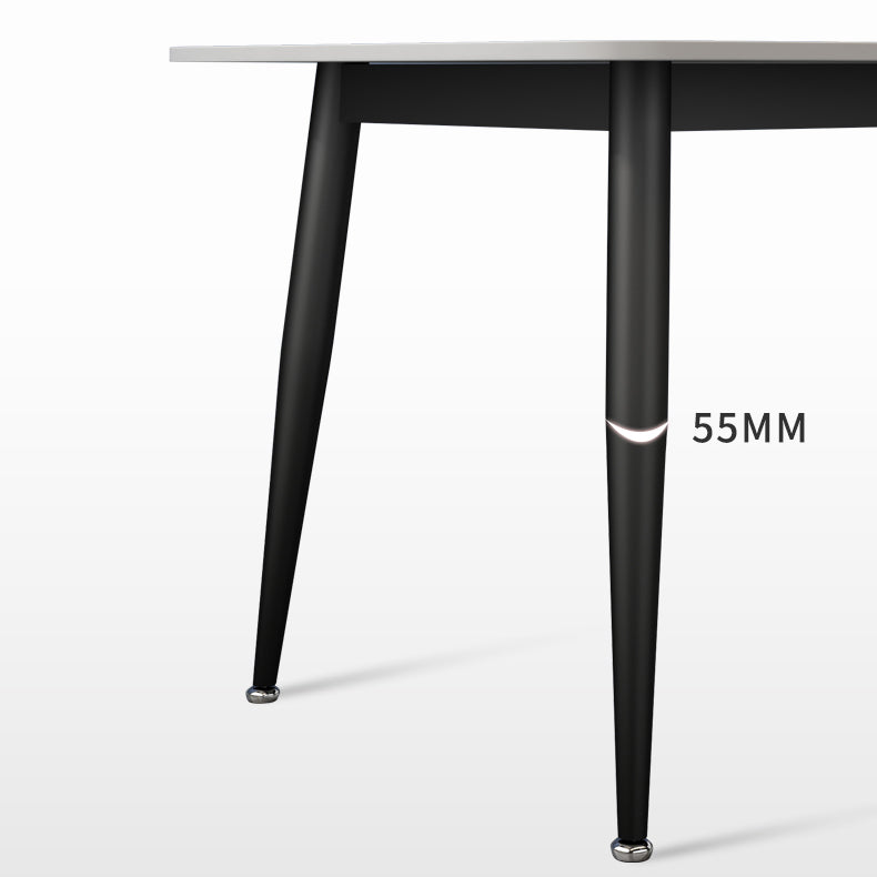 Rectangular Stone Round Table Modern Dining Table Furniture with Metal Base