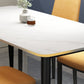Mesa redonda de piedra rectangular muebles de mesa de comedor modernos con base de metal