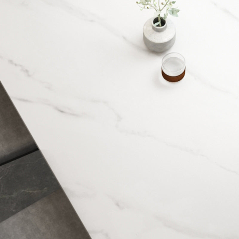 Rectangular Stone Round Table Modern Dining Table Furniture with Metal Base