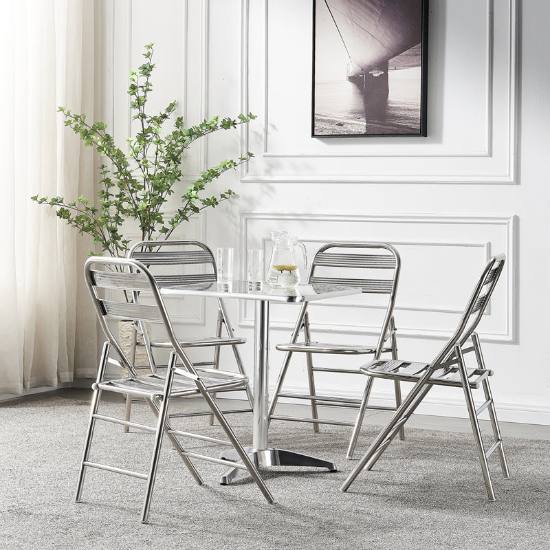 Stainless Steel Dining Table Industrial Pedestal Dining Table in Stainless Steel