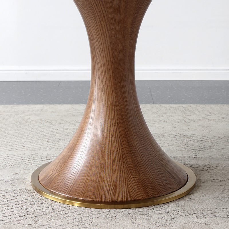 Mesa de comedor de piedra sinterizada redonda muebles blancos modernos con base de pedestal