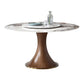 Mesa de comedor de piedra sinterizada redonda muebles blancos modernos con base de pedestal
