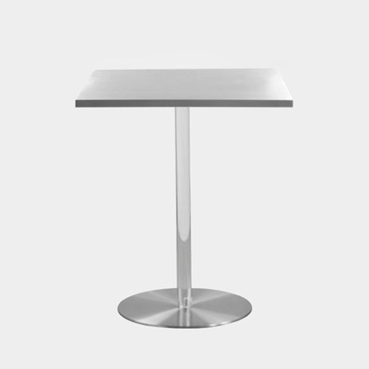 Square Dining Table Industrial Stainless Steel Table with Pedestal Base Clear Without Chairs