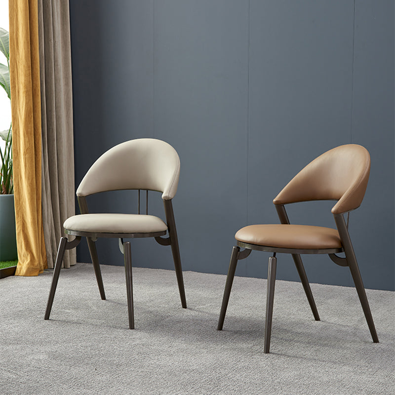 Metaal industriële eetkamerstoel matte afwerking open achterkant stoel