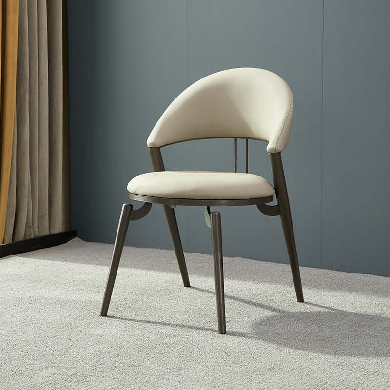 Metaal industriële eetkamerstoel matte afwerking open achterkant stoel