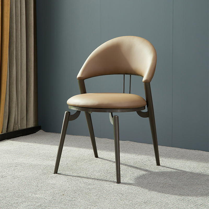 Metaal industriële eetkamerstoel matte afwerking open achterkant stoel