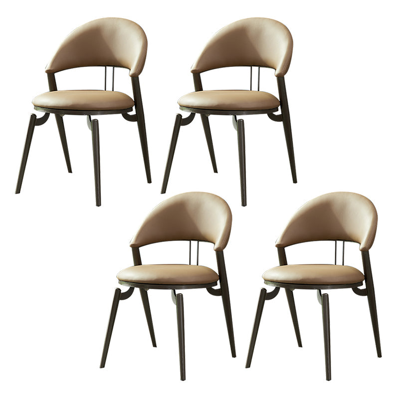 Metaal industriële eetkamerstoel matte afwerking open achterkant stoel