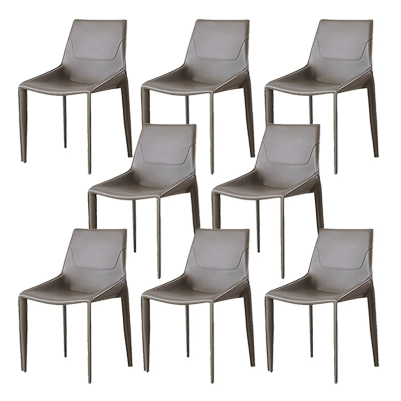 Modern Style Dining Chair Armless Dining Chairs with Metal Legs for Kitchen Grey 8 Piece Set Clearhalo 'Dining Chairs' 'Dining Tables & Seating' 'dining_chair' 'furn' 'furn_dining_chair' 'Furniture' 'Kitchen & Dining Furniture' 5910283