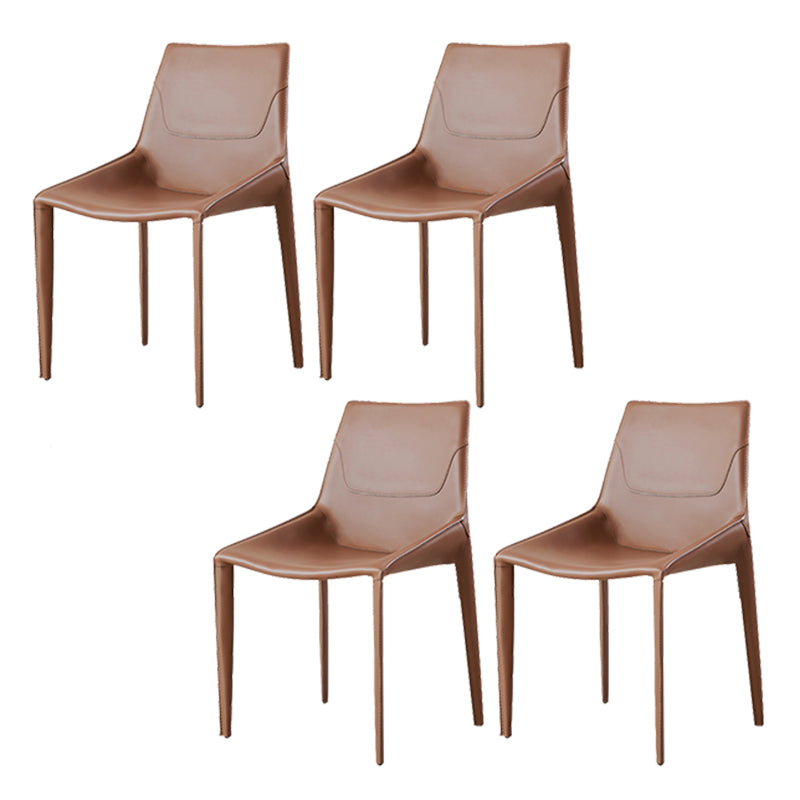 Modern Style Dining Chair Armless Dining Chairs with Metal Legs for Kitchen Brown 4 Piece Set Clearhalo 'Dining Chairs' 'Dining Tables & Seating' 'dining_chair' 'furn' 'furn_dining_chair' 'Furniture' 'Kitchen & Dining Furniture' 5910289
