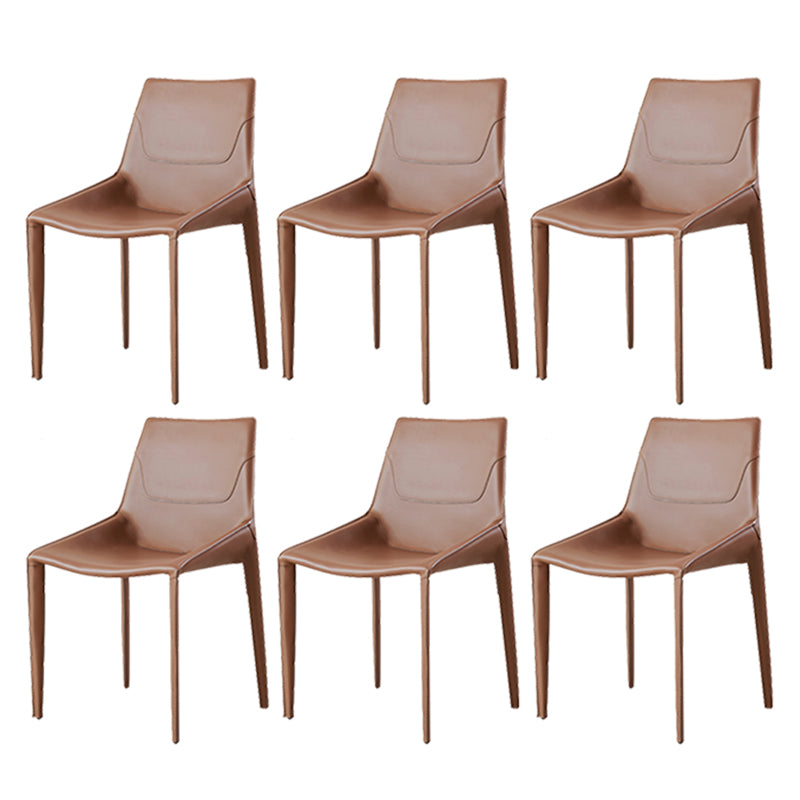 Modern Style Dining Chair Armless Dining Chairs with Metal Legs for Kitchen Brown 6 Piece Set Clearhalo 'Dining Chairs' 'Dining Tables & Seating' 'dining_chair' 'furn' 'furn_dining_chair' 'Furniture' 'Kitchen & Dining Furniture' 5910291