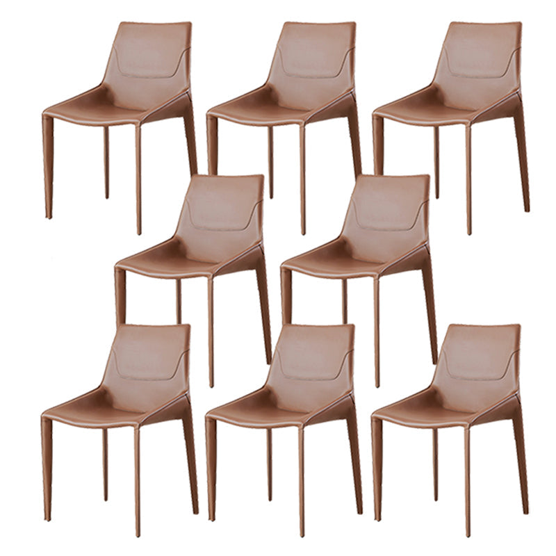Modern Style Dining Chair Armless Dining Chairs with Metal Legs for Kitchen Brown 8 Piece Set Clearhalo 'Dining Chairs' 'Dining Tables & Seating' 'dining_chair' 'furn' 'furn_dining_chair' 'Furniture' 'Kitchen & Dining Furniture' 5910293
