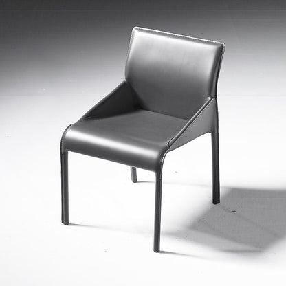 Faux Leather Contemporary Side Chair Matte Finish Solid Back Dining Chair