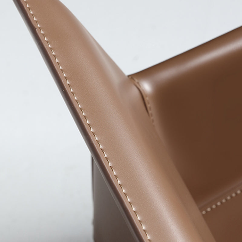 Faux Leather Contemporary Side Chair Matte Finish Solid Back Dining Chair