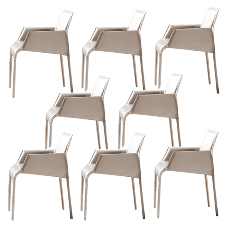 Faux Leather Contemporary Side Chair Matte Finish Solid Back Dining Chair