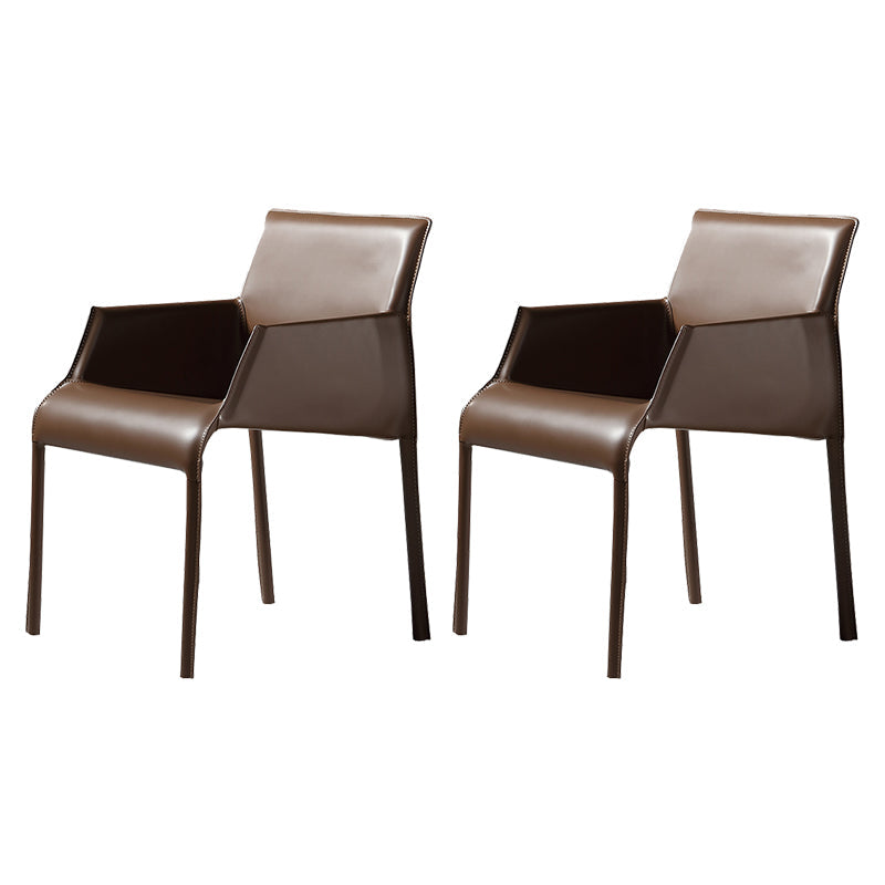 Faux Leather Contemporary Side Chair Matte Finish Solid Back Dining Chair